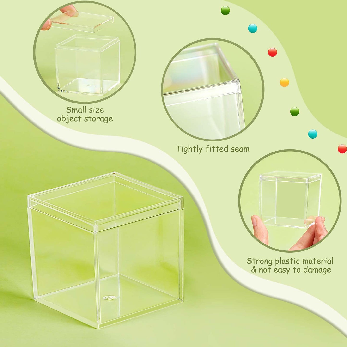 Juexica 12 Pcs Clear Acrylic Box with Lid Plastic Small Acrylic Boxes Decorative Storage Box Jewelry Display Mini Clear Container for Home Candy Pill Tiny Jewelry(Square,1.8 x 1.8 x 1.8)
