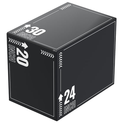 HANDBODE Plyometric Jump Box – 3-in-1 Plyo Box with Durable High-Density Foam Core and Non-Slip Surface for Squats, Box Jumps and Home Gym Workouts, 30”x24”x20”, White Stripes