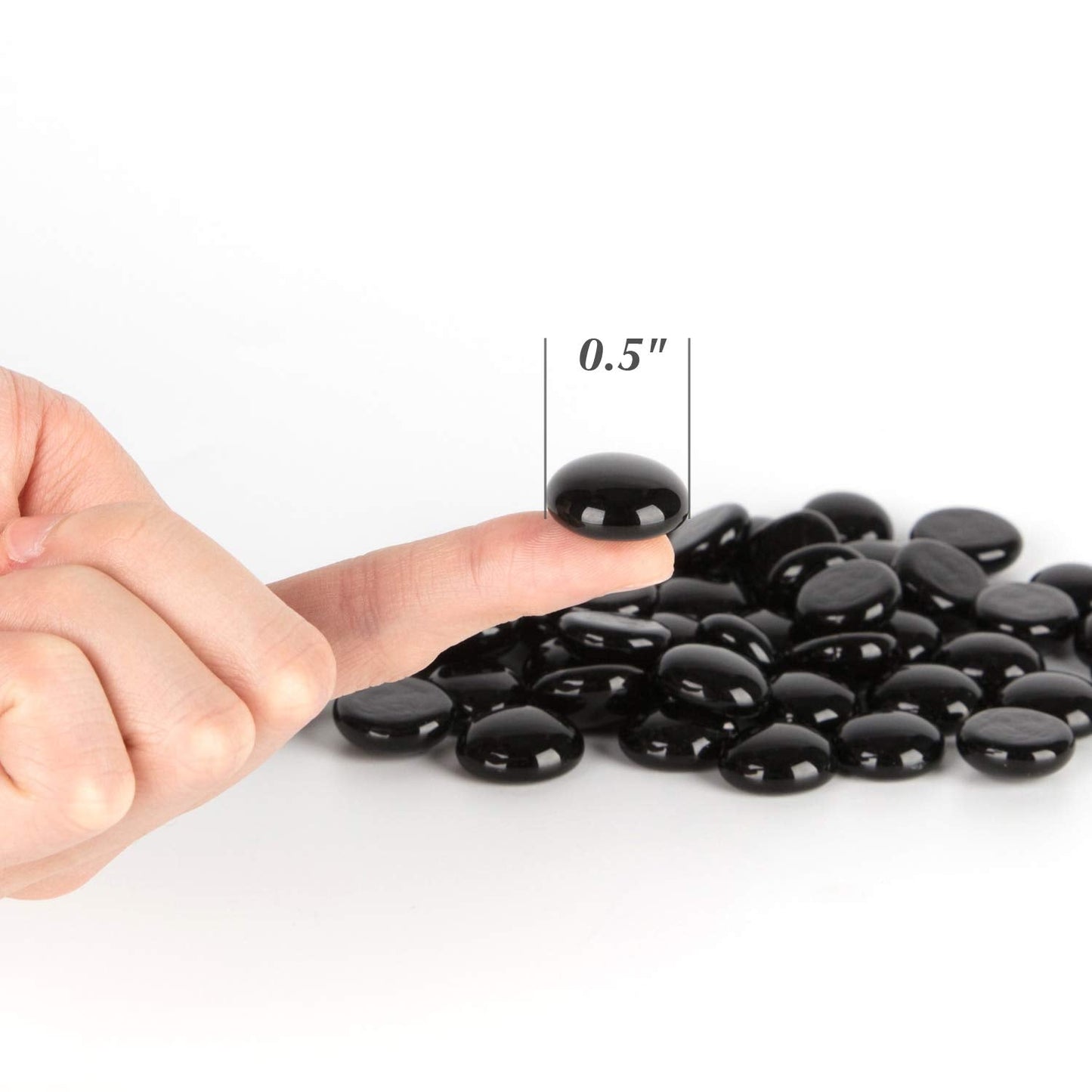 WGV Flat Marbles, Pebbles, Glass Gems for Vase Fillers, Wedding, Decoration, Crystal Rocks, Black (5 Pounds, Approx 500 pcs)