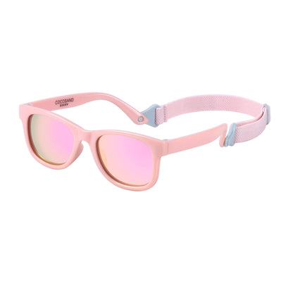COCOSAND Baby Sunglasses with Strap Polarized Flexible Frame for Toddler Infant Newborn Girls Boys Age 0-24 Months, Bright Pink with Pink Lens
