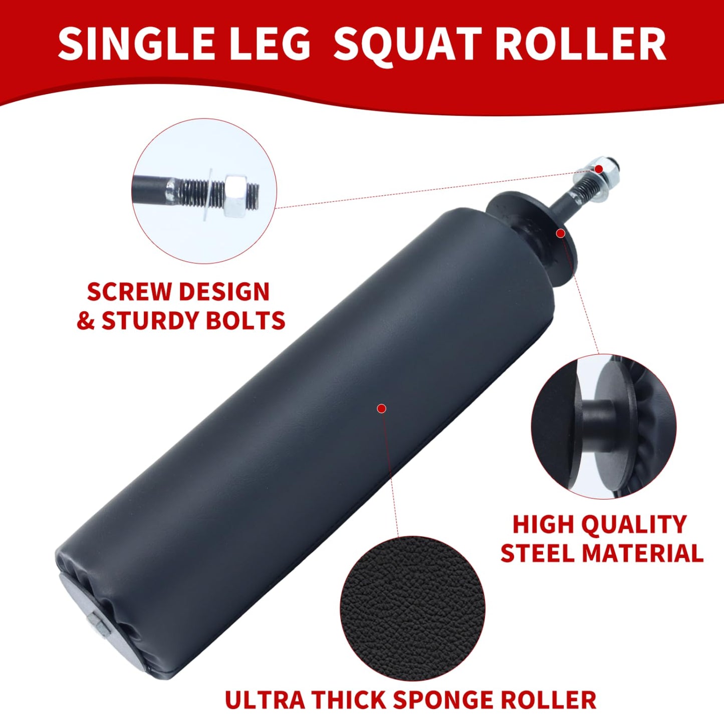 Single Leg Squat Roller for Squat Rack Power Rack Attachments Bulgarian Split Squat for Workout Equipment Home Gym Accessories 16mm