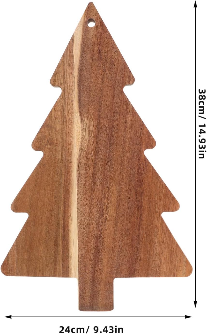 Christmas Tree Cutting Board, 14.9"x 9.4" Wooden Charcuterie Cheese Board, Acacia Serving Tray for Sushi, Dessert, Candy Dish
