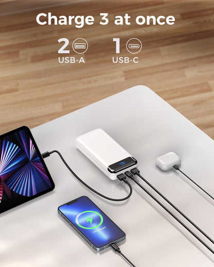 Portable Charger Power Bank 40000mAh Powerbank PD 30W and QC 4.0 Fast Charging External Battery Pack with USB-C LED 3 Outputs & 2 Inputs Portable Charging for iPhone 15 14 13 pro, Samsung