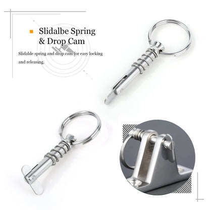 AMYSPORTS Marine Quick Release Pin Steel Deck Stainless Release Pin Hardware Boat Bimini Top Pins Release SUS316 4pcs