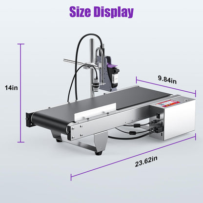 TIJ228 Inkjet Coding Machine with Mini Conveyor Belt, 2-12.7mm Industrial Online Inkjet Printer with 42ml Original Quick-Drying Ink for Expiry Dates,Batch Numbers,Barcodes,QR Codes,Logos,Labels