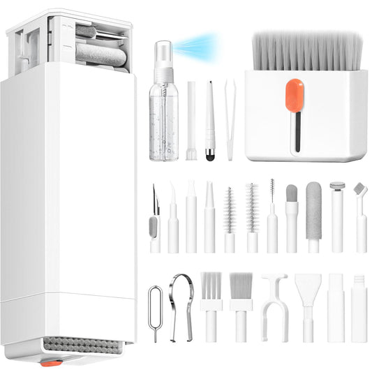 32 in 1 Cell Phone Cleaning kit with Charging Port Cleaner,Stylus Pen,SIM Tool,Keyboard Brush,Speaker Brush,Electronic Cleaning kit for iPhone,AirPods,iPad,Keyboard,MacBook,Earbud,Camera Lens(White)