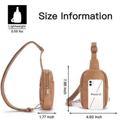 Telena Small Sling Bag for Women Leather Crossbody Fanny Packs Chest Bag for Women
