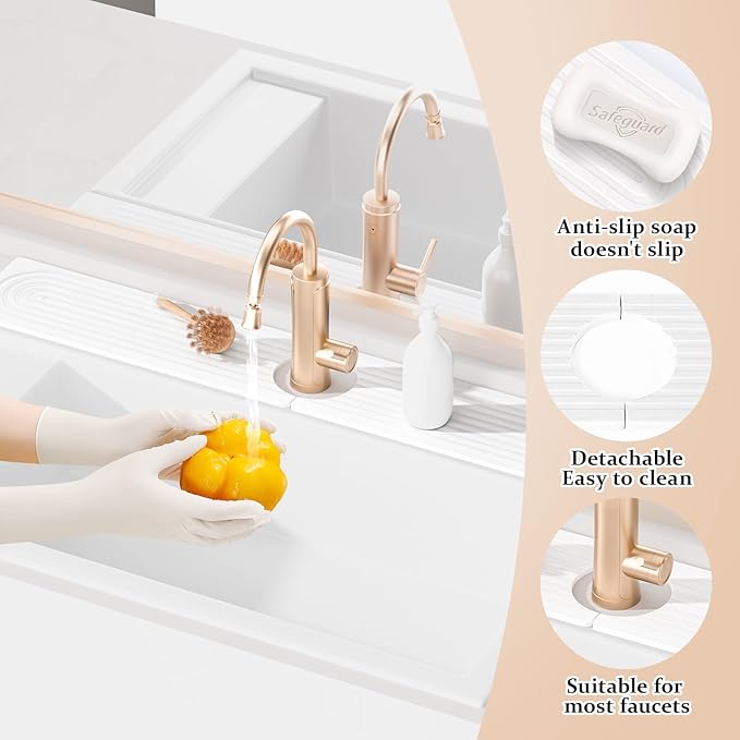 Faucet Mat for Kitchen Sink, 15.7" Quick Absorbent Diatomite Fast Drying Stone