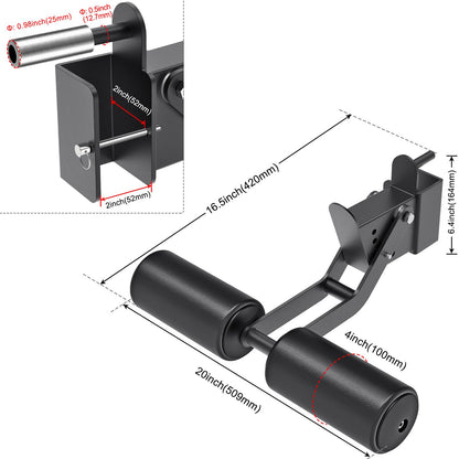 Lifeswell Nordic Hamstring Curl Attachment for 2"x2" Power Rack with 1" or 1/2" Hole, 6 Height Adjustable Leg Hold Down with Leather Surface for Home Gyms