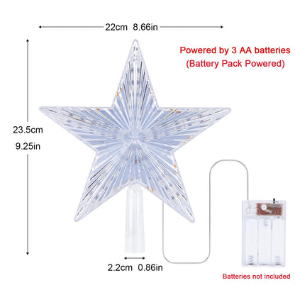 Christmas Tree Topper Star Warm White Light Christmas Tree Decor for Christmas Holiday Home Fit for General Size Xmas Tree, 8.7 Inch
