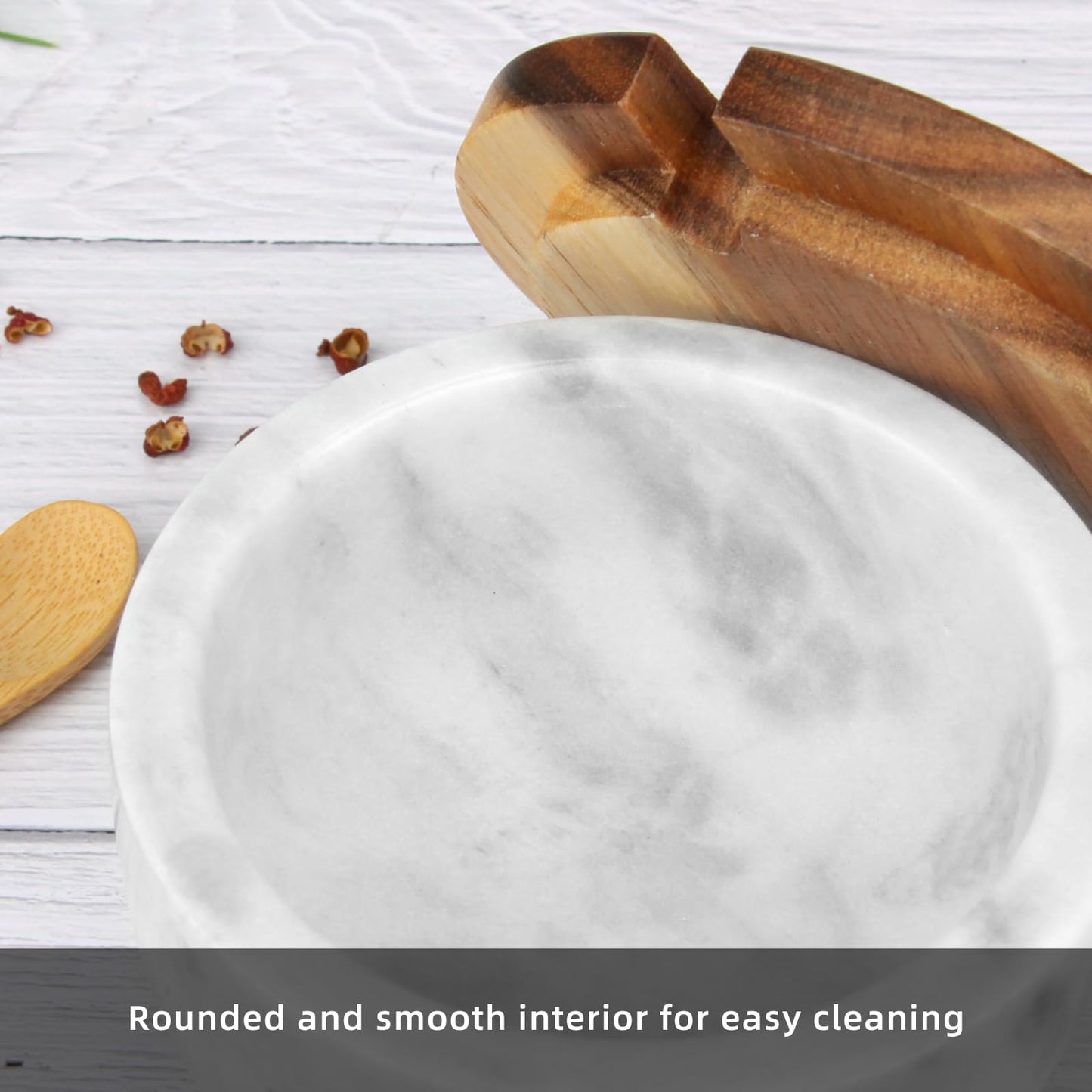 HESHIBI Salt Cellar Box with Lid & Spoon, Modern White Stone Salt or Pepper Sugar Spice Seasoning Bowl Container Jar Holder Well Keeper Dish Pig Crock for Kitchen (Marble Bowl Set)