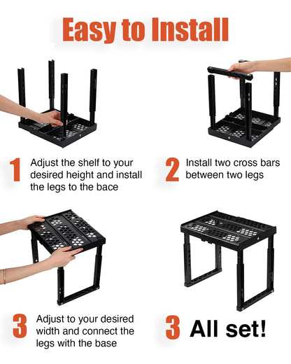 Piffny Locker Organizer Shelf， Adjustable Width and Height, Stackable, Ideal Locker Shelf for School, Office, Gym Lockers, or Even Kitchen Cabinets & Under Sink Organization (Black 1 Pack)