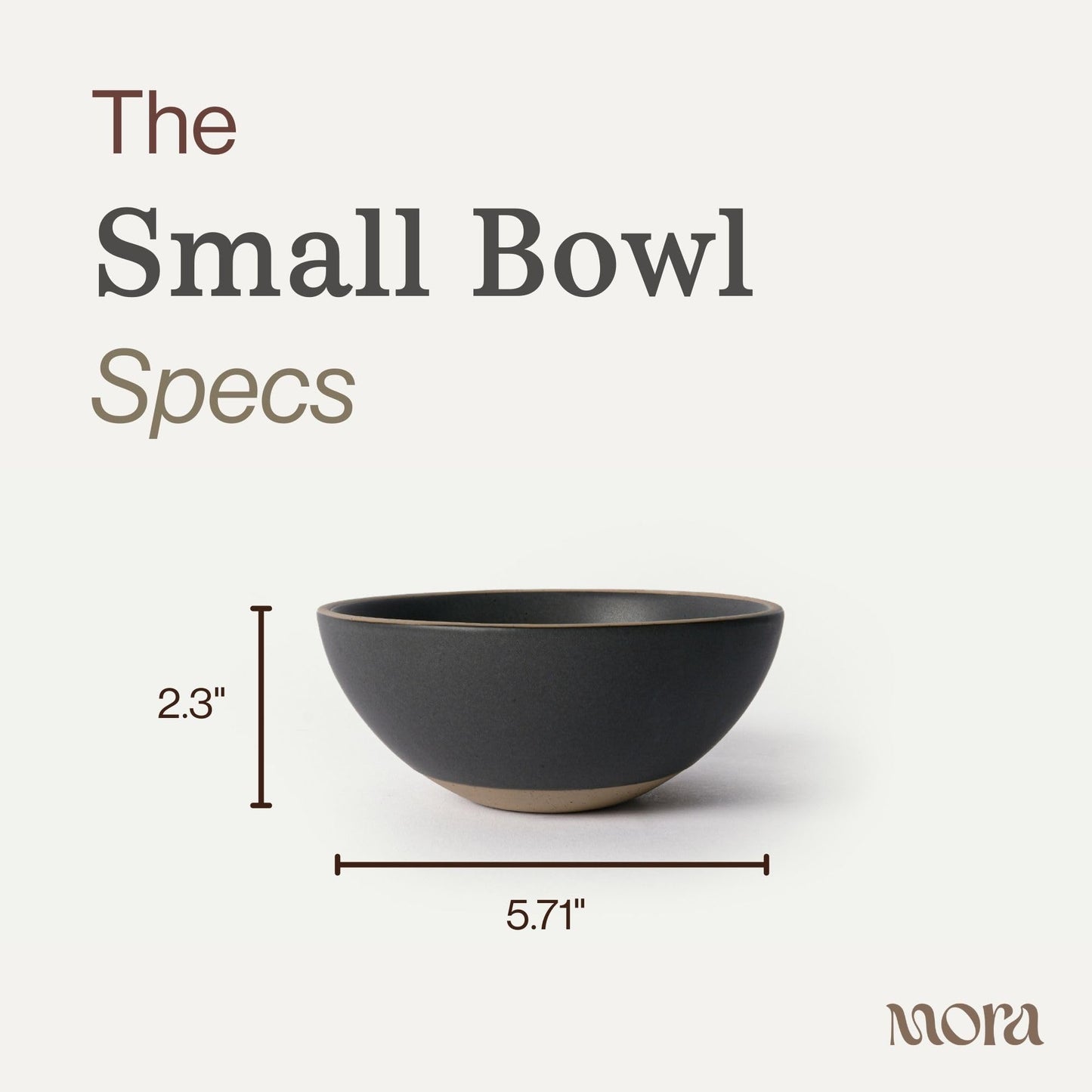 MORA Small Bowls Set of 4, 16oz Ceramic Pottery Dessert Bowls - Microwave, Oven and Dishwasher Safe - Liquorice