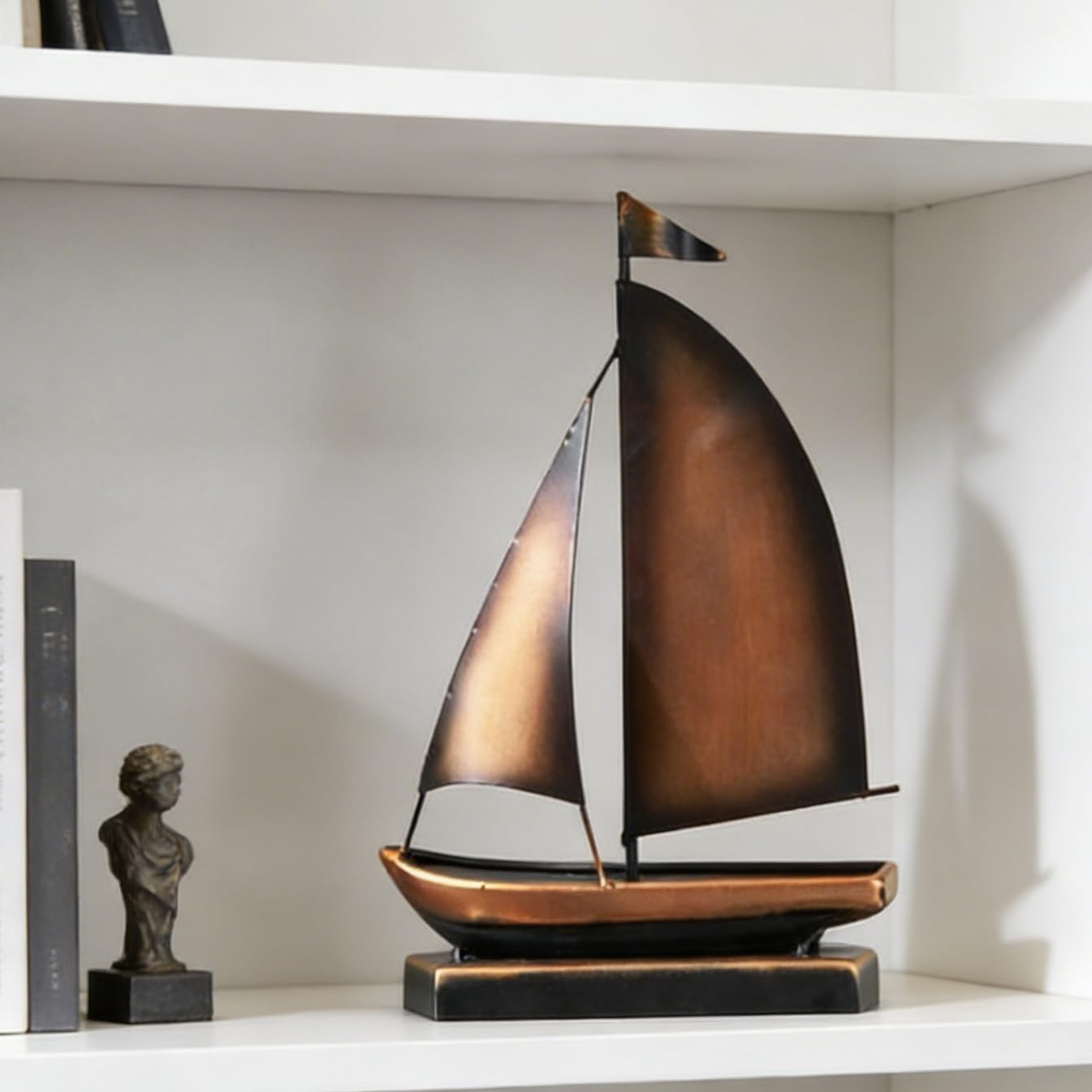 XGZY Iron Sailboat Ornament Decor,Small Ship Model Decorations for Coastal,Nautical Bathroom,Modern Farmhouse,Living Room,Shelf,Desk Accessories for Men (C)