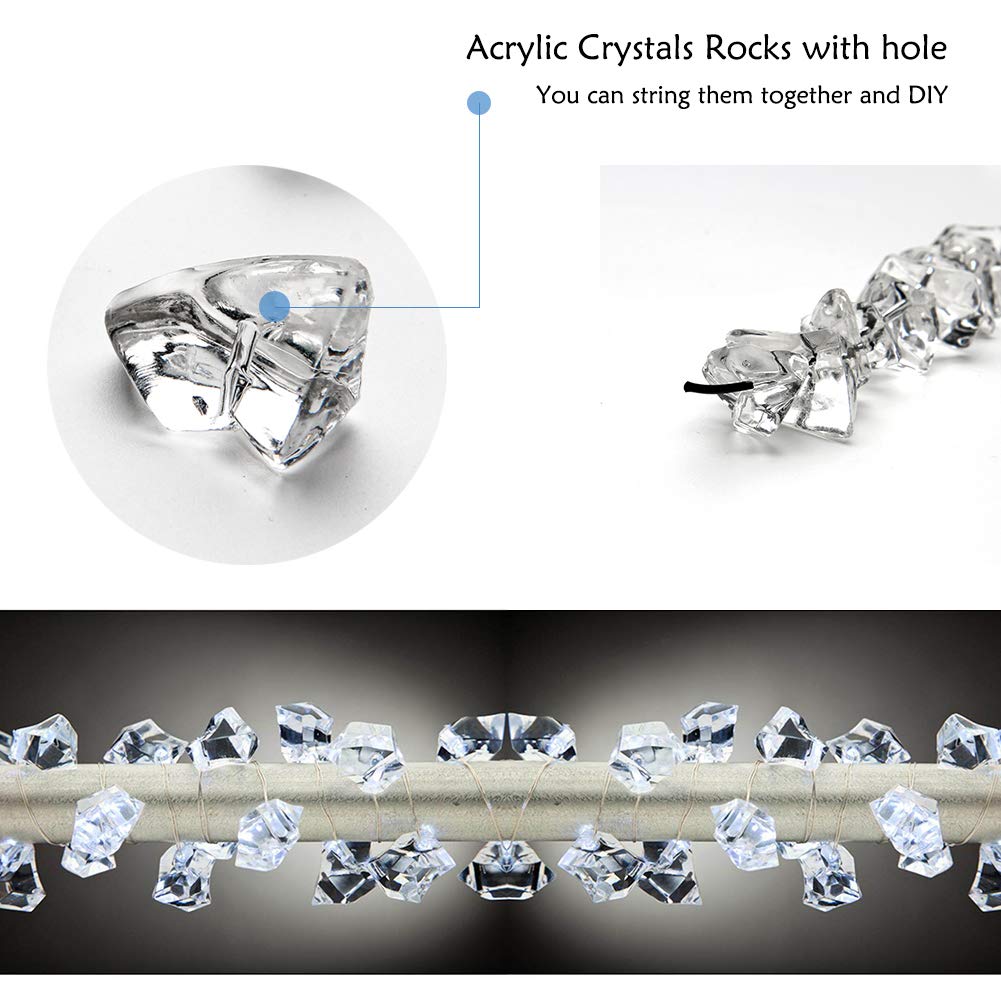 1000Pcs Vase Fillers, Crystal Beads Stones Crafts Small Clear Fake Ice Cubes Acrylic Rock Diamond Stones Clear Rocks Crystals Acrylic for Christmas Decor Home Wedding Birthday Decoration Arts & Crafts