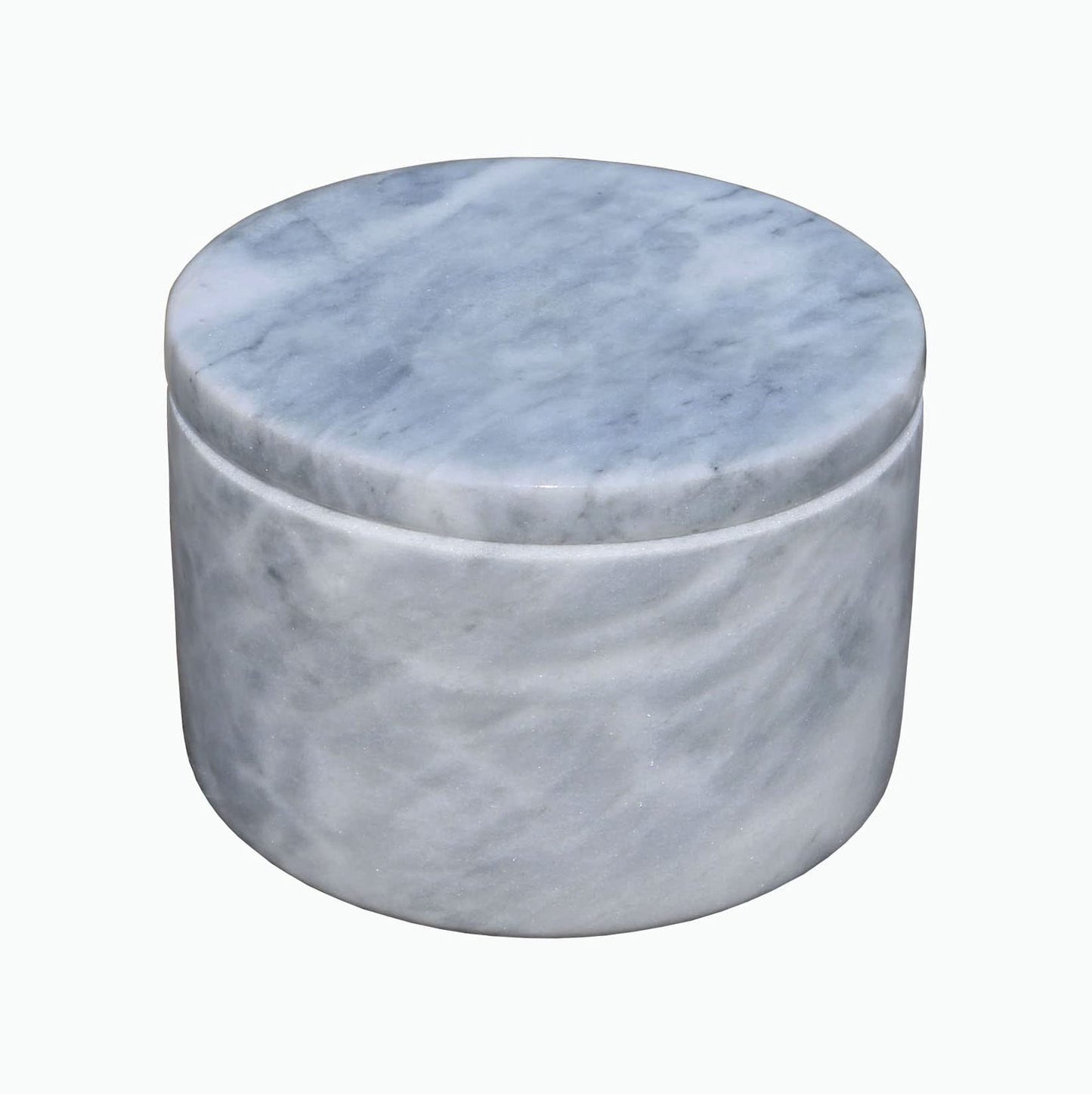 HillSpring Marble Salt Cellar with Lid and Wooden Spoon, 4" Handcrafted Spice Pepper Herbs Box