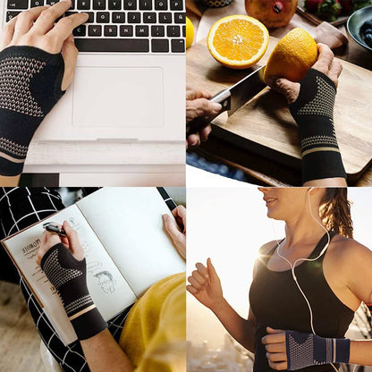 Copper Wrist Compression Sleeve, Elastic Wrist Support Sleeve Wrist Brace for Tendonitis, Arthritis, Sprains Pain Relief, Breathable Carpal Tunnel Hand Brace for Sport, Fitness, Workout, Typing