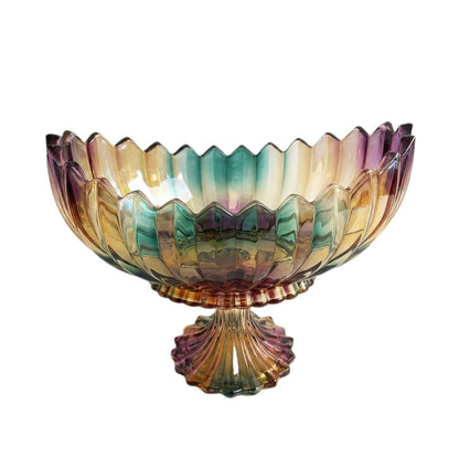 AMOLINCO Crystal Glass Oval Pedestal Fruit Bowl, Footed Decorative Bowl for Table Centerpiece, Kitchen Counter Dining Room Tables Decor Centerpiece