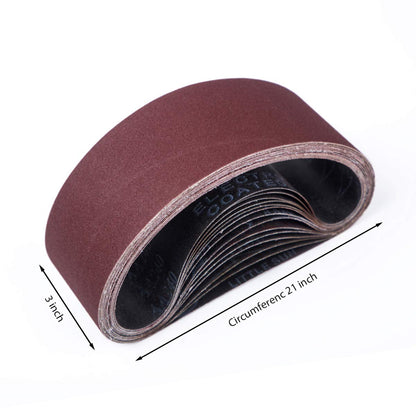 STEBRUAM Sanding Belt 75 x 533 mm, Sander Belts Set（3 Each of 80/120/150/240/400 Grains）for Belt Sander,for Grinding,Sharpening and Derusting (15 Pieces)