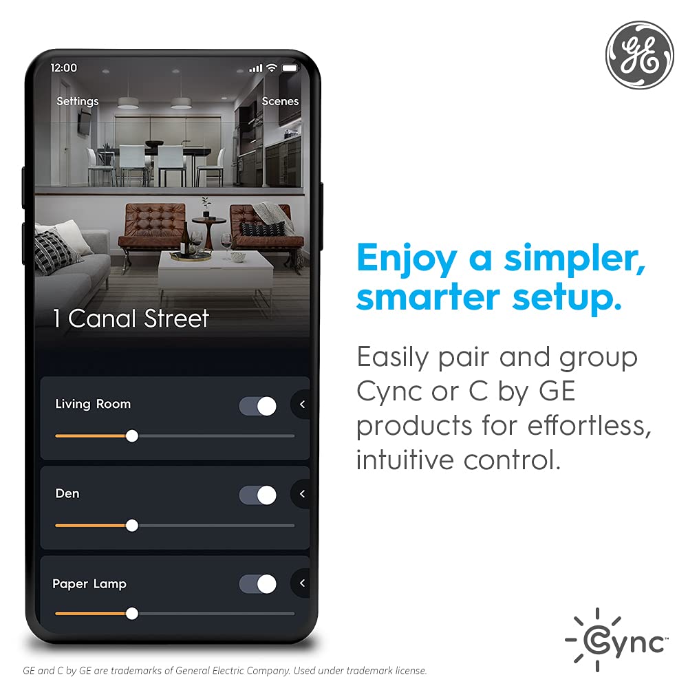 GE Cync Smart Indoor Plug, Smart Outlet Control, WiFi Outlet Plug, Matter Compatible, Works with Alexa and Google Home