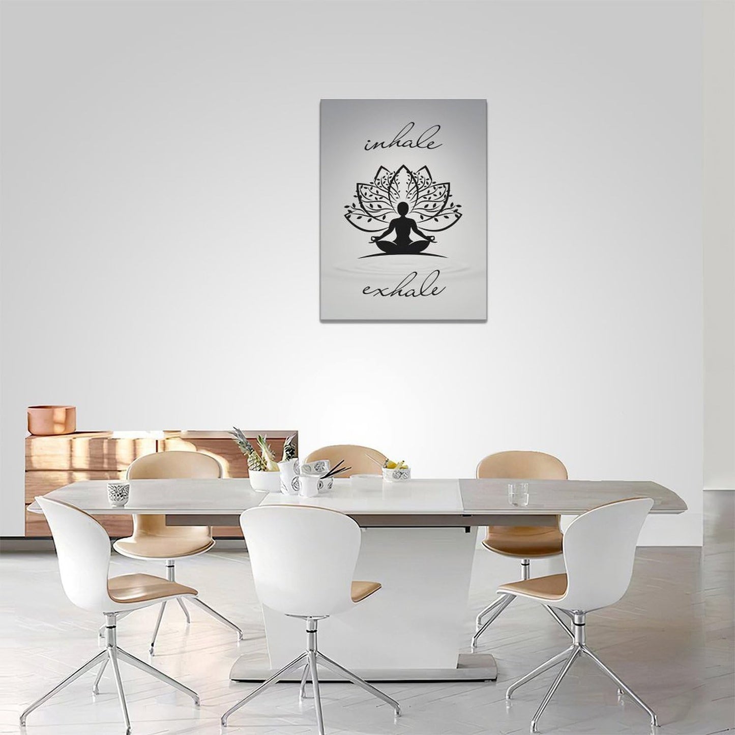 Inhale Exhale Wall Art Yoga Zen Meditation Pictures Decor Canvas Painting Print Modern Artwork Decorations Framed for Bathroom Living Room Bedroom 12 x 16 inch