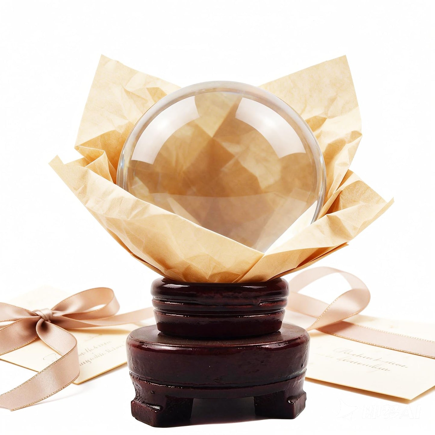 TWINKLING Crystal Ball K9 Quartz Crystal Balls with Wooden Stand, Crystal Sphere Ideal for Photography, Meditation, Feng Shui, Home Decor & Fortune Telling, 80mm/3.15Inch