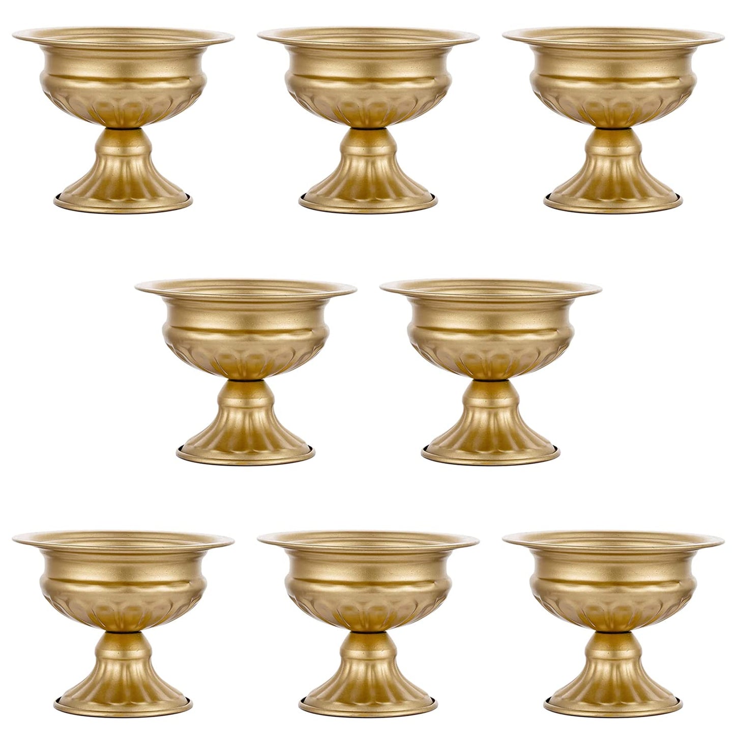 QUTUNI 8Pcs Gold Compote Vases for Centerpieces, 4.7in Small Flower Vases