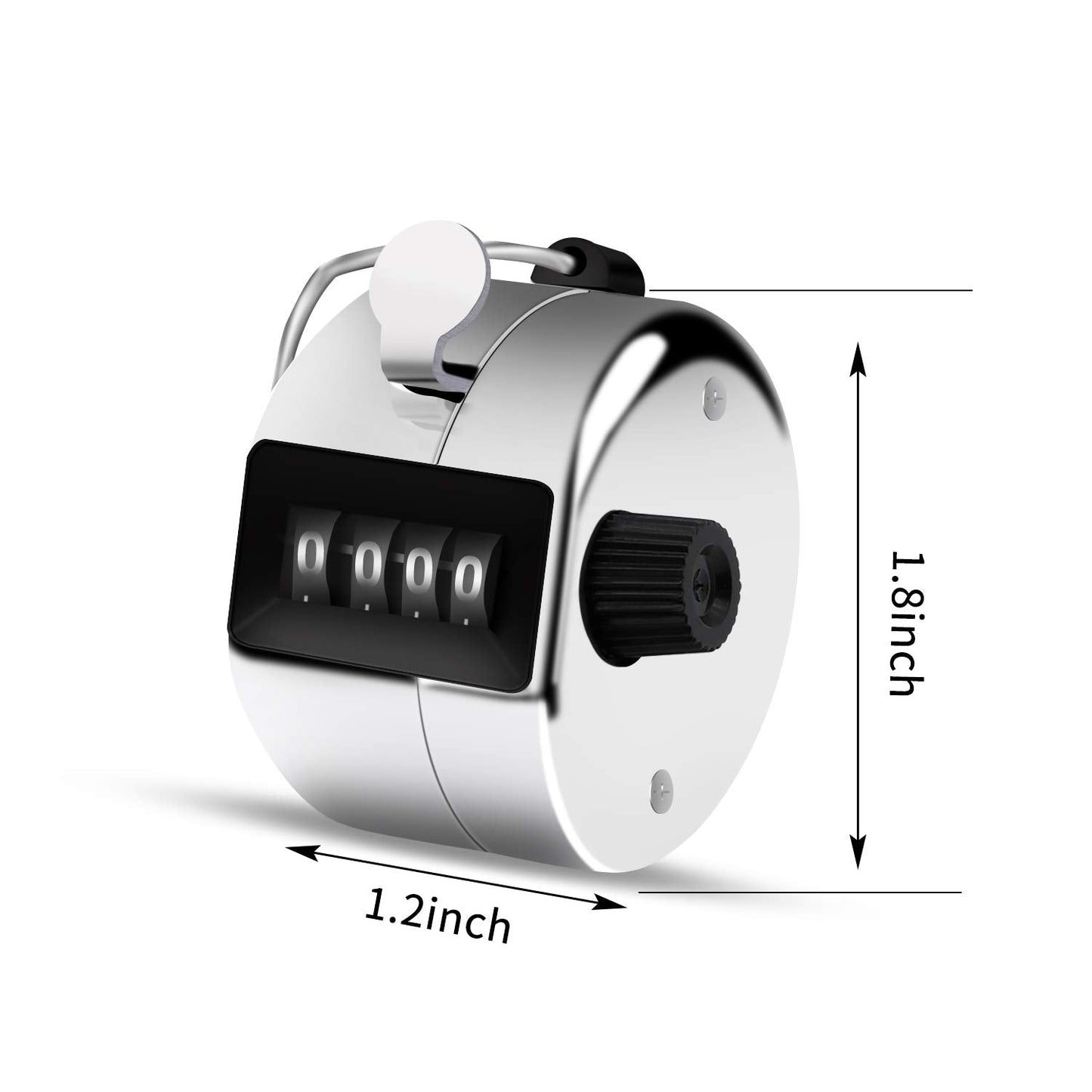 Eliamo 12 Pack Metal Hand Tally Counter 4-Digit Lap Counter Clicker, Manual Mechanical Handheld Pitch Click Counter with Finger Ring for School Golf & Knitting Row Croche, Silver