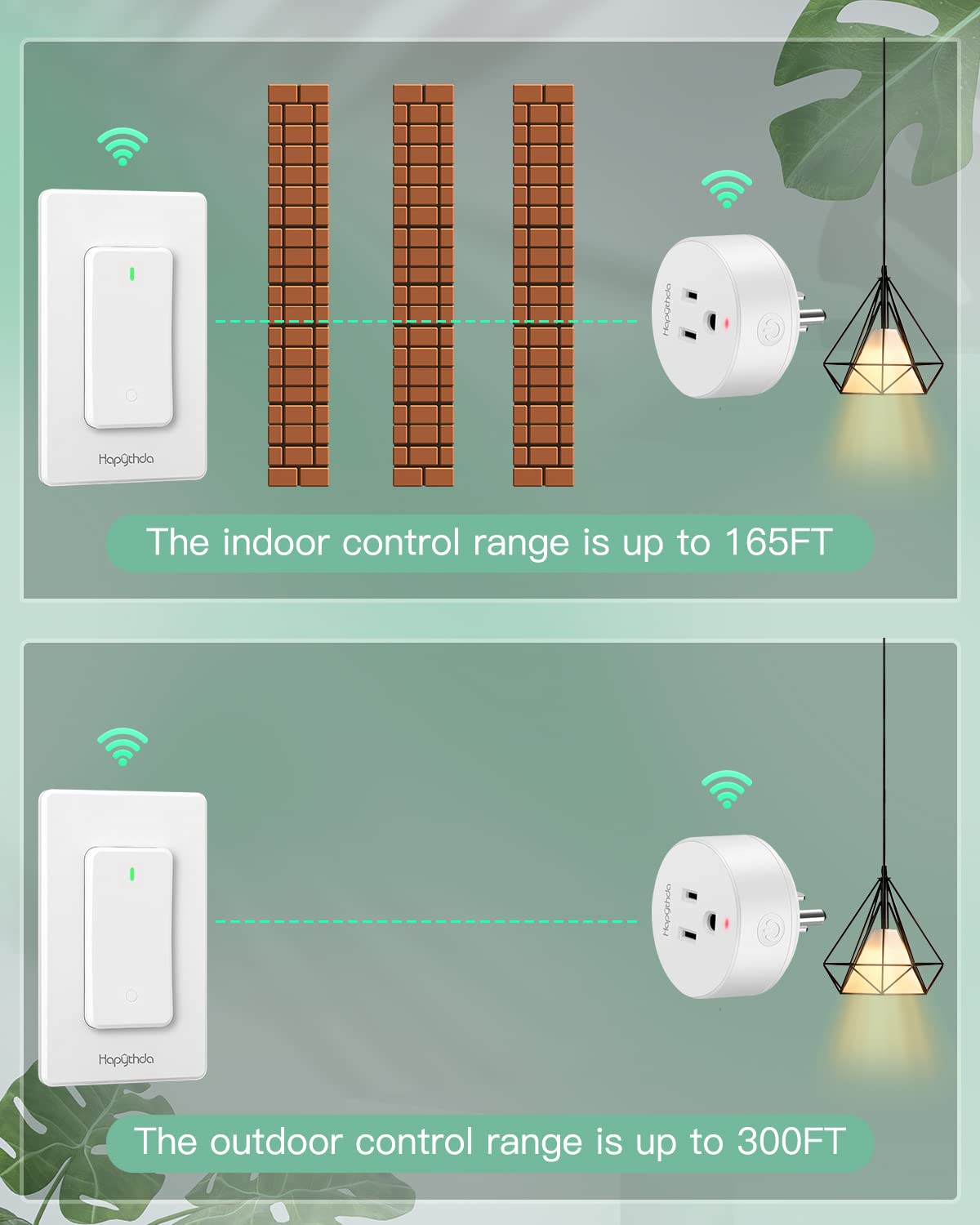 Remote Control Outlet, Buckle Design Removable Wireless Wall Mounted Light Switch, 300 ft 15A 1500W, No Wiring Electrical Remote Outlet for Appliance