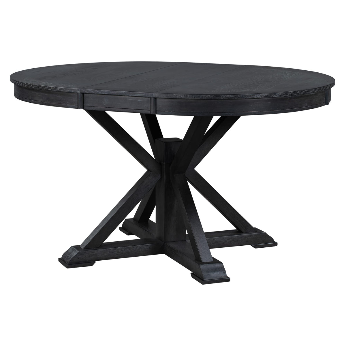 ERYE Retro Style Round Dining Table Functional Wooden Extendable Oval Dining Table with 12" Leaf and Natural Wood Grain Variation Tabletop