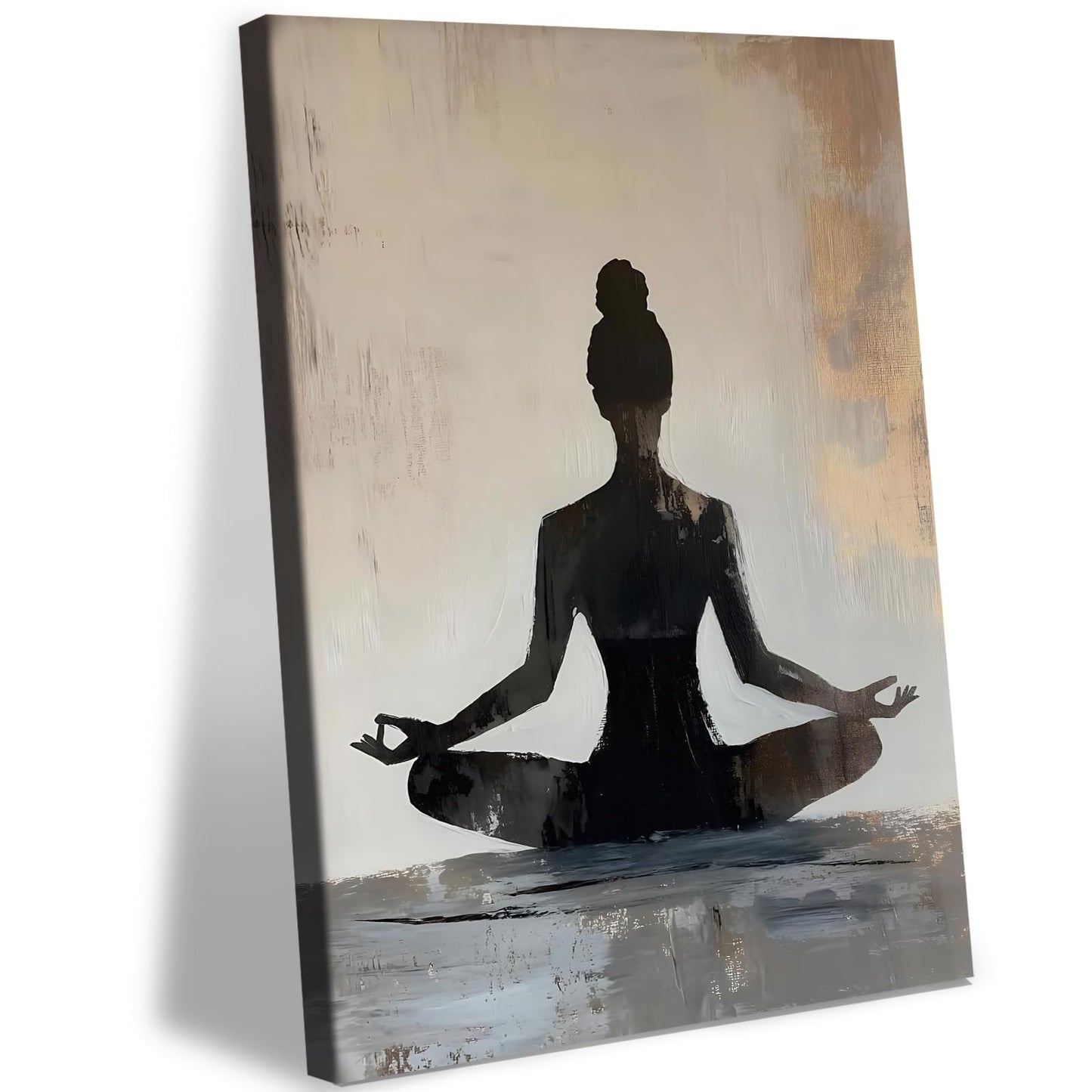 LYYGLYY Framed Zen Canvas Wall Art, Serene Meditation Print Wall Art, Modern Yoga Girl Poster Artwork for Walls, Minimalist Wall Decor for Yoga Room，Bedrooms, Living Rooms 16×24 Inches