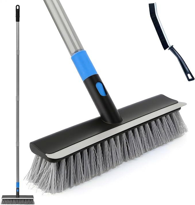 KeFanta Deck Brush with Long Handle, 2 in 1 Floor Scrub Brush