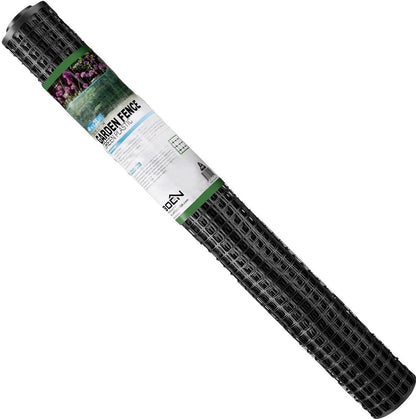 BOEN Garden Fence Temporary Barrier Outdoor Fence for Dog, Rabbit or Deer, Garden Netting Plastic Mesh Plant Protection (40" x 25', Black)