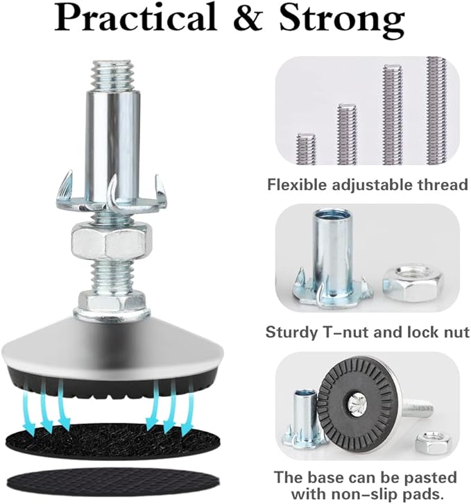 4 Set M10 Adjustable Leveling Feet, Heavy Duty Height Adjuster Furniture