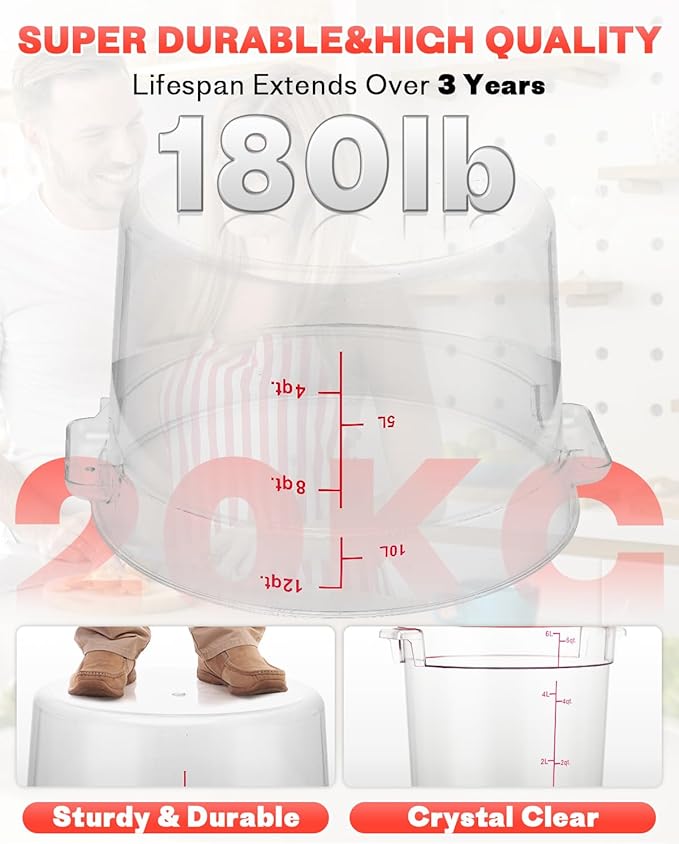 2QT NSF Food Storage Containers: 8 PCS Commercial Clear Round Food Storage