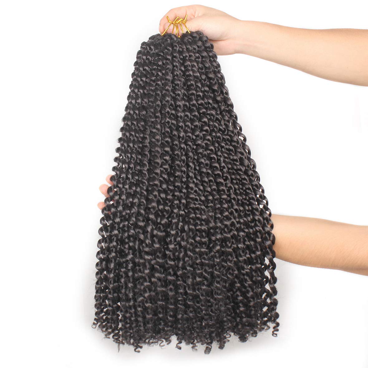 Leeven 7 Packs Water Wave Braiding Hair for Butterfly Faux Locs 24 Inch Long Water Wave Crochet Hair Hot Water Setting Passion Twists Braiding Hair Bohemian Braids Hair 1B#