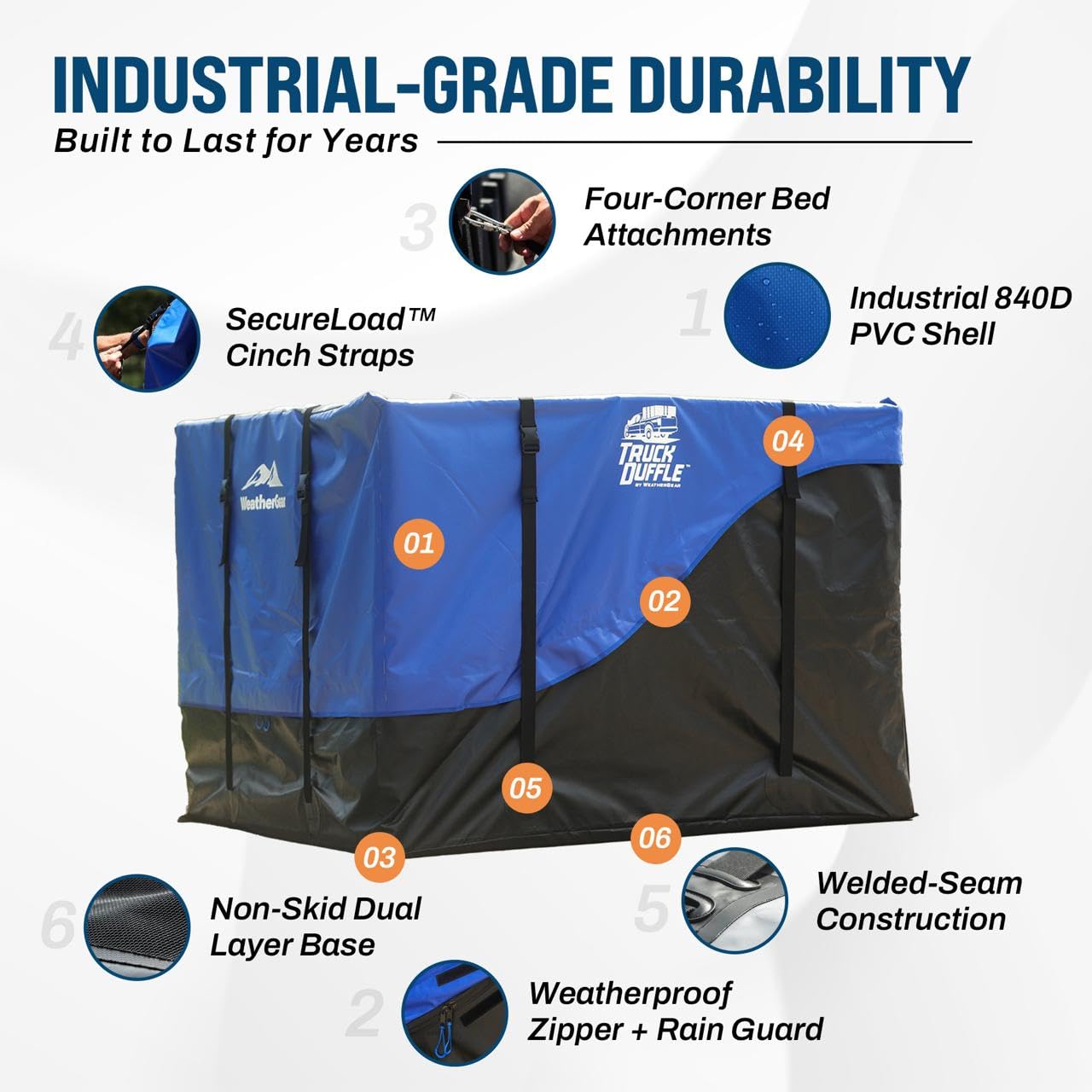 TruckDuffle Truck Bed Storage Bag – Expands Up to 70 Cu Ft – Weatherproof Cargo Organizer – Waterproof Heavy-Duty Soft-Shell Material – Fits Compact to Heavy Duty Beds