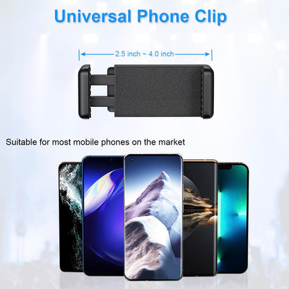 Mic Stand Phone Holder Mount Adjustable Phone Holder for Mic Microphone Music Stand [Dual Ballhead 360°Swivel] iPhone Mic Stand Holder for iPhone 15 14 13 12 Pro Max Samsung Galaxy, Any Smartphones