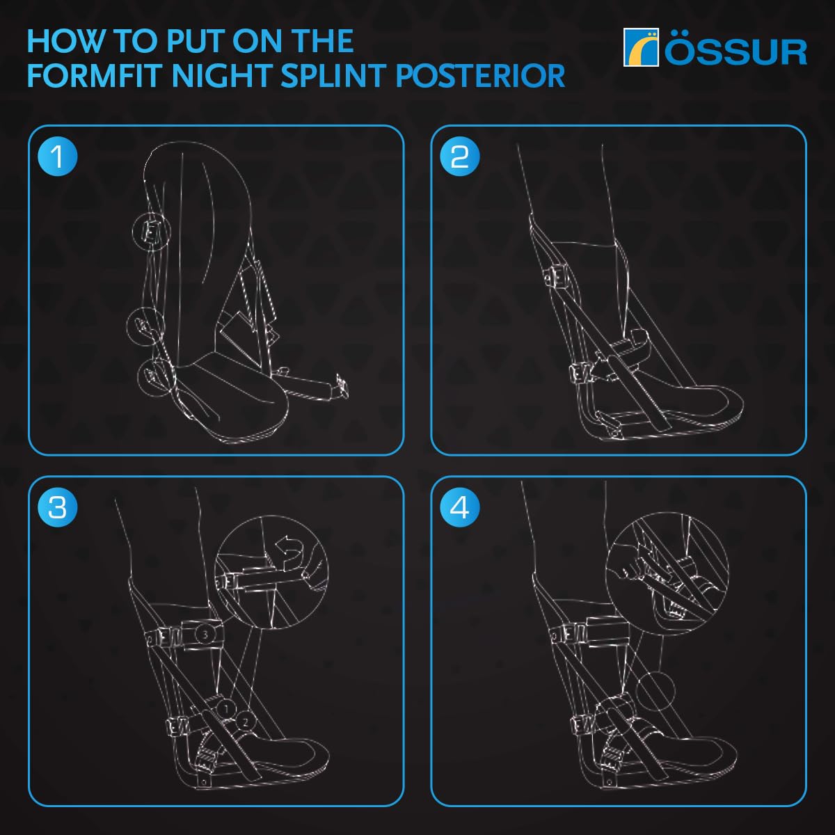 Össur Night Splint Posterior - Plantar Fasciitis & Heel Pain Relief - Adjustable Support for Men & Women - Orthopedic Sleep Aid for Foot Arch Pain, Achilles Tendonitis, and Recovery - Small