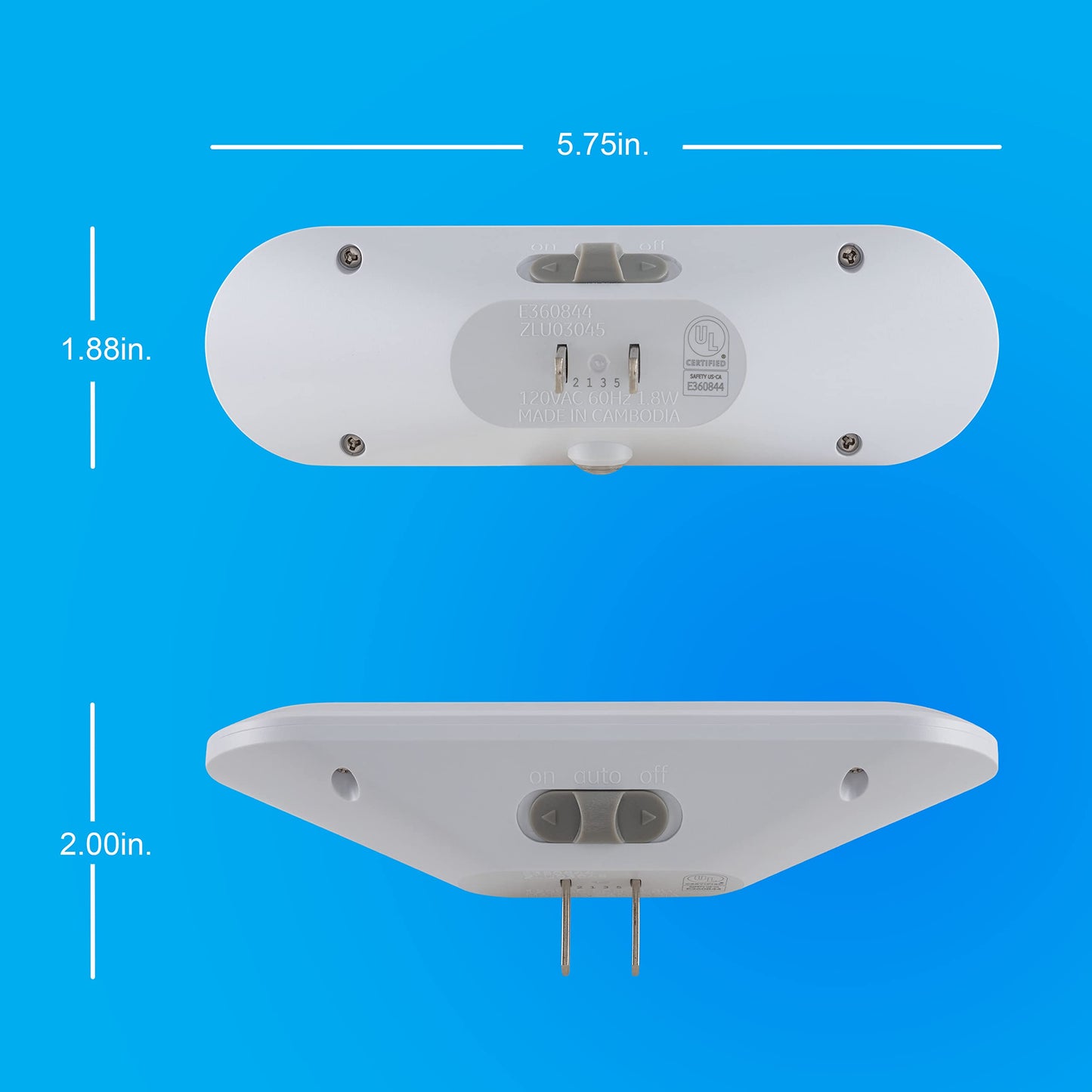 GE Ultrabrite LED Light Bar Night Lights Plug Into Wall Room Decor Ambient Lighting Dusk to Dawn Sensor Bright Nightlight, White, 100 Lumens, 2 Pack
