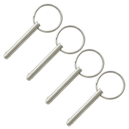 Suiwotin 4pcs Quick Release Pin, 1/4" (6.3mm) Diameter, Usable Length 1-1/2", Overall Length 2", 316 Stainless Steel Bimini Top Pins for Boat Marine Hardware