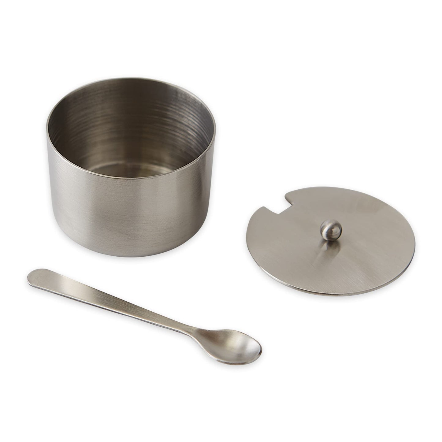 RSVP International Endurance Kitchen Collection Salt Cellar Set with Spoon, 2-Ounce, Brushed Stainless Steel