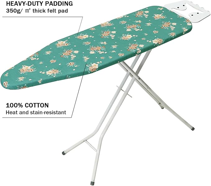 Ironing Board Cover and Pad Standard Size 15" x 54", 3 Pairs of Hook and Loop
