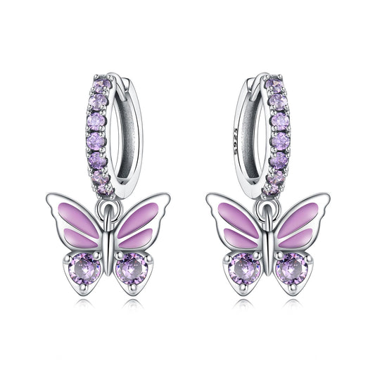 Cycuff 925 Sterling Silver Hoop Earrings Colorful Cubic Zirconia Jewelry Drop Earrings for Women Set Earring Presents for Her