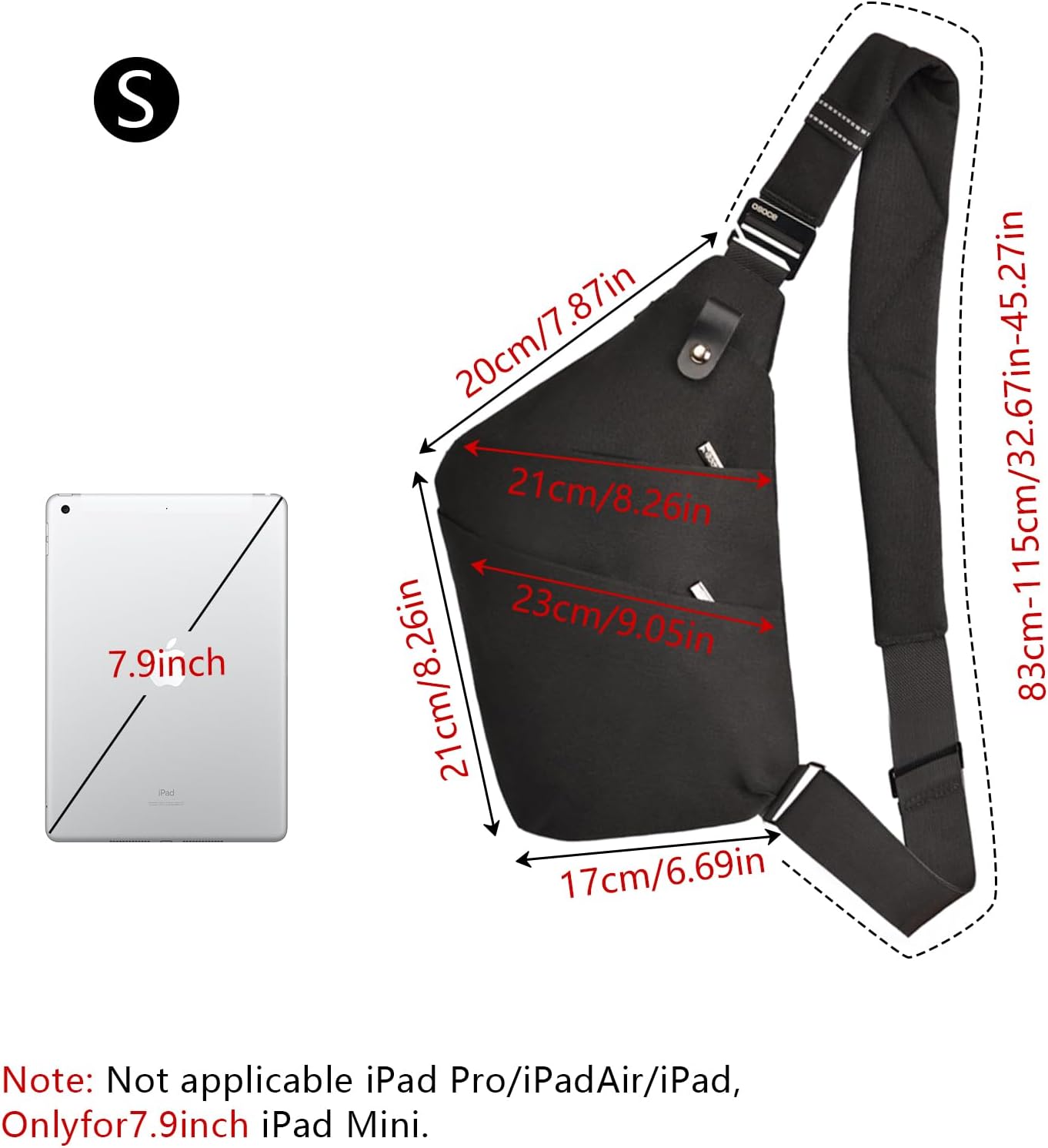 Anti Theft Crossbody Bags Sling Bag for Women Men Waterproof Wander Bag for Sports and Travel. (1.0Black, Small)