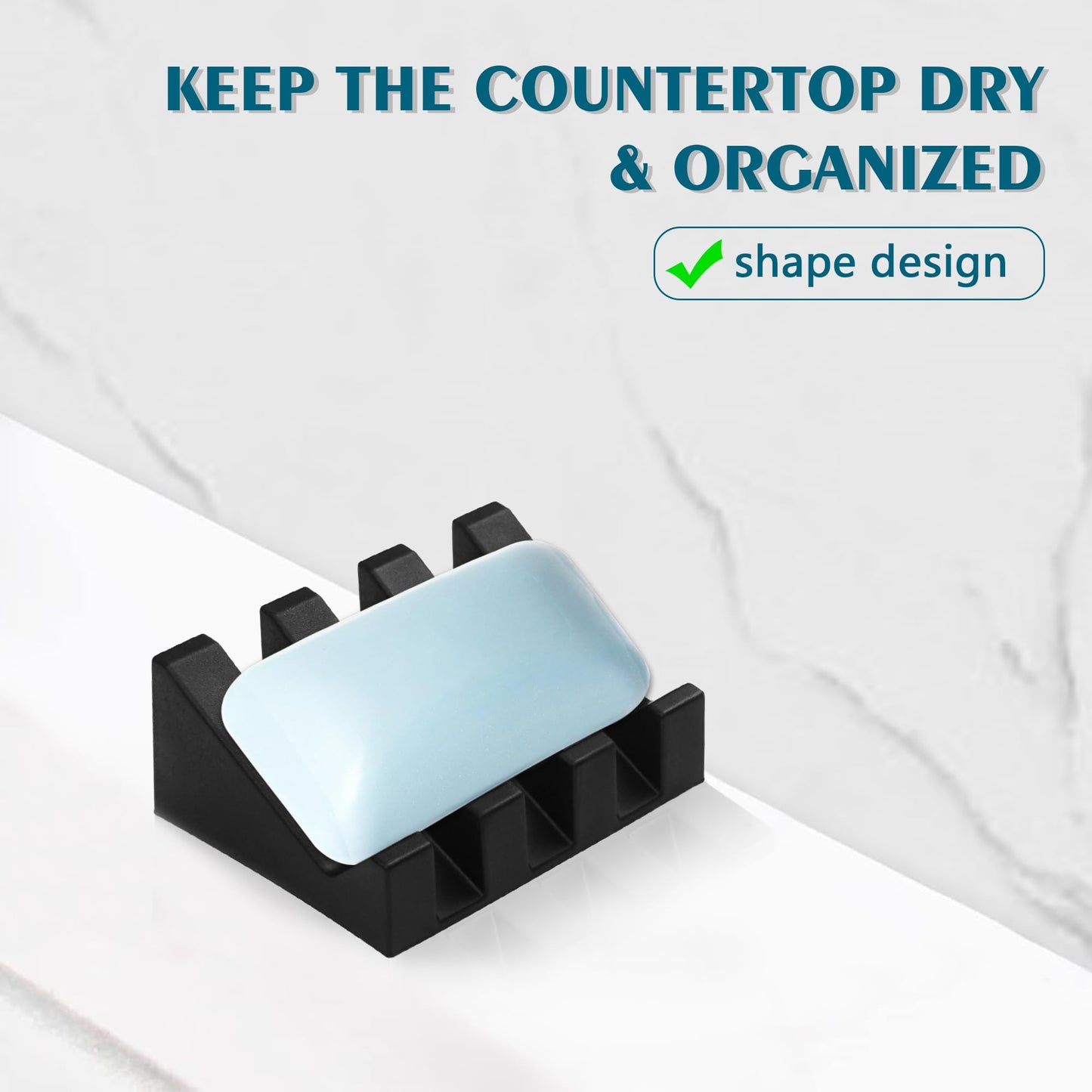 Coipdfty Self Draining Soap Dish Holder,Silicone Soap Dish,for Bathroom,Kitchen, Sponges，Can Extend Soap Life，Keep Soap Bars Dry and Easy Cleaning (Black+White,2-Pack)