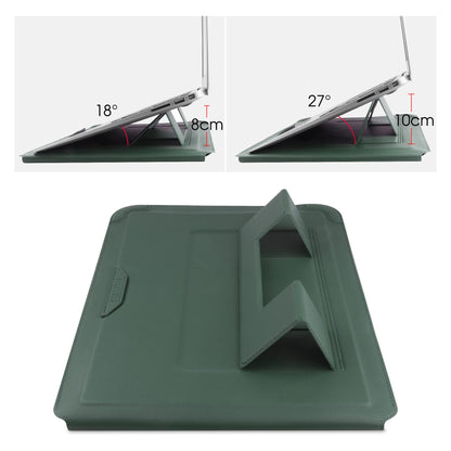 HoYiXi 14 Inch Laptop Sleeve Case Leather Bag with Stand Compatible with MacBook Pro 14 2021/ASUS Vivobook 14/HP Pavilion X360/Lenovo IdeaPad 14/Dell Lenovo HP ASUS Acer HUAWEI Matebook 14'' PC, Green