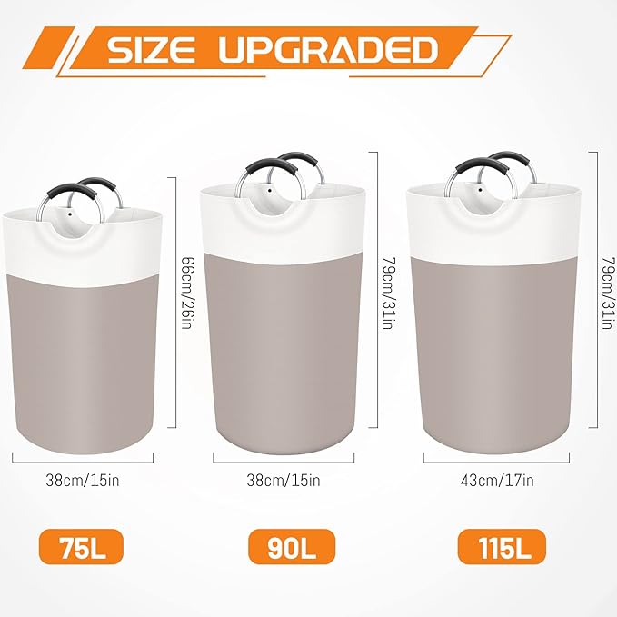BlissTotes 115L Laundry Basket, Freestanding Laundry Hamper, Collapsible Dirty