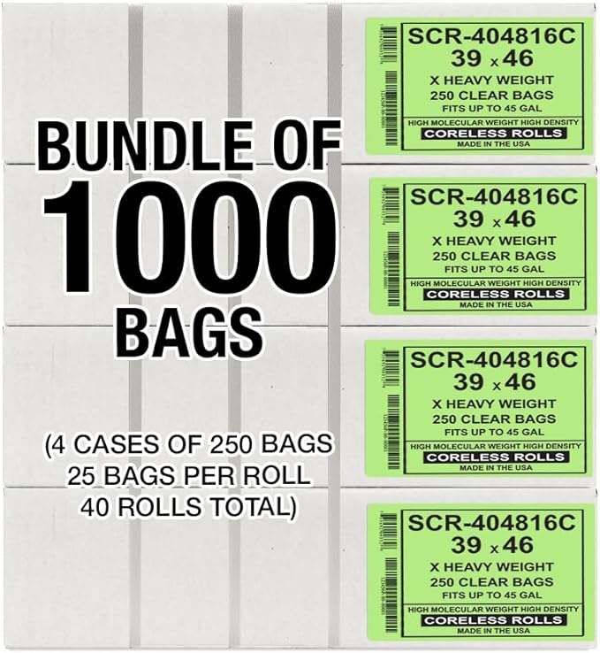 Aluf Plastics 45 Gallon Clear Trash Bags