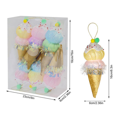 LANGXUN 6pcs Ice Cream Candy Land 2025 Xmas Birthday Party Suppiles Decoration, Hanging Candy Cane Christmas Tree Décor, Christmas Decorative Hanging Ornaments Crafts